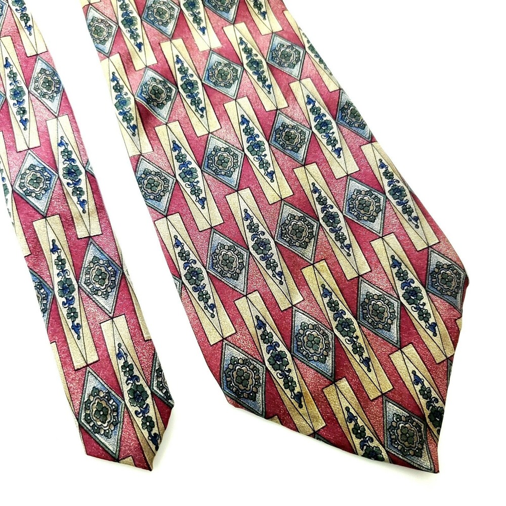 Savile Row Red Abstract Silk‎ Tie Print Wide